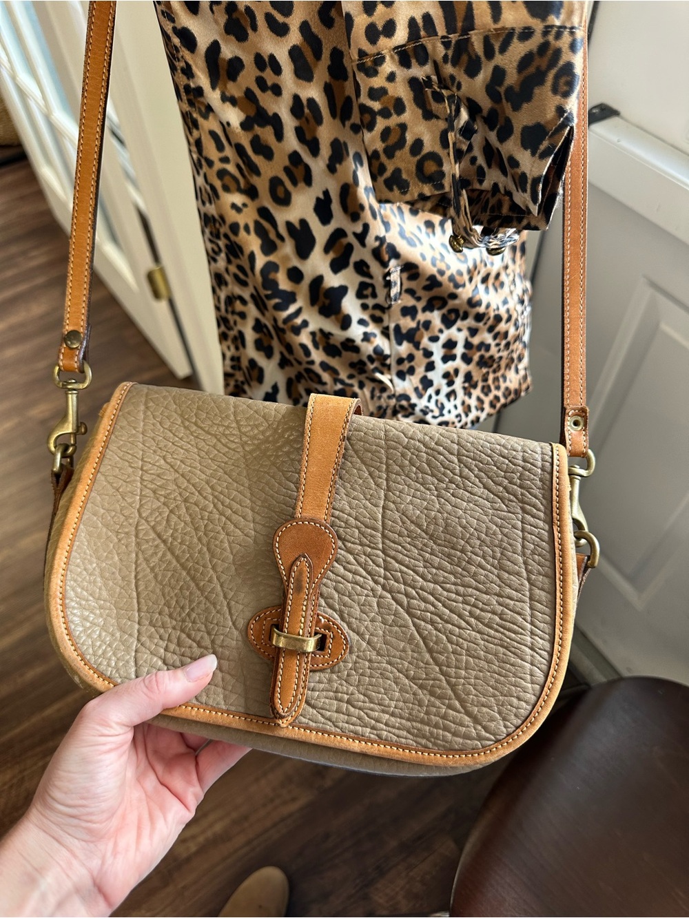 Dooney & Bourke Pebbled Leather Crossbody in Tan and Brown